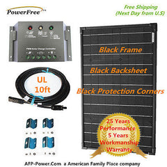 COMPLETE KIT SuperBlack 40w 40 Watts Monocrystalline Solar Panel Kit 12v Battery