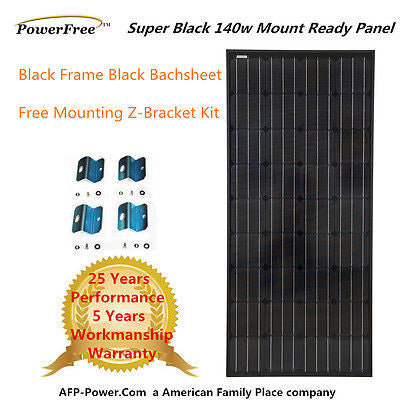 SUPER BLACK 140w 140 Watt Mono Solar Panel + Free $10 Mount -12V Battery RV Boat (Special Discount Price for Customer Pickup Only)