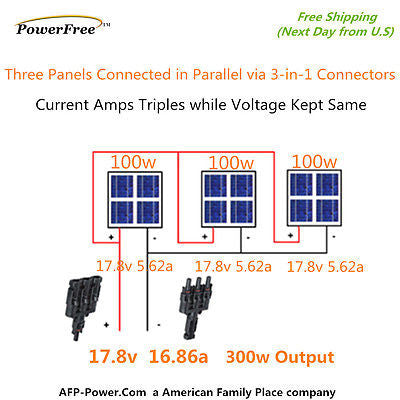300w 300 Watt 3 100w Solar Panel Plug-n-Power Space Flex Kit 12v Battery OffGrid