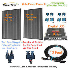 200w 200 Watt 2 100w Solar Panel Plug-n-Power Space Flex Kit for 12v Battery