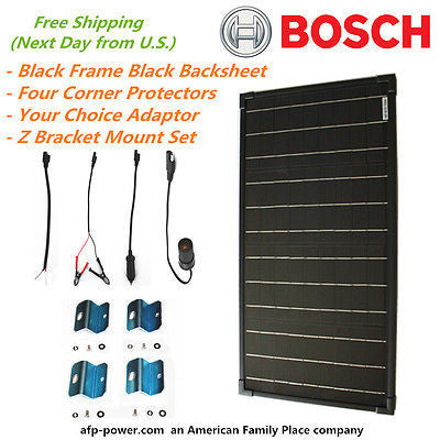 Bosch 30w 30 Watt Mono Cell Solar Panel+$8 Adaptor+$10 Mount RV Boat 12v Battery