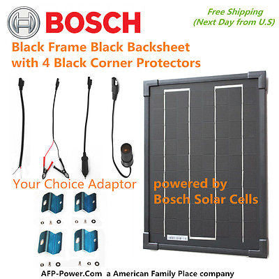 Bosch 10w 10 Watt Mono Cell Solar Panel+$8 Adaptor+$10 Mount RV Boat 12v Battery