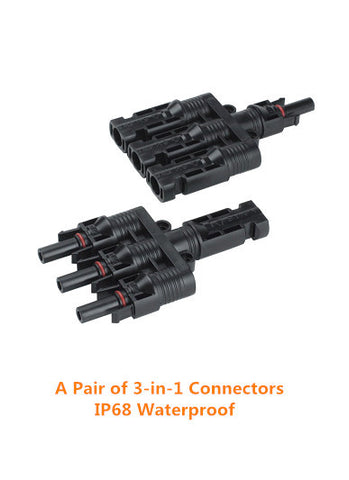 Pair of 3-in-1 IP68 MC4 Connectors