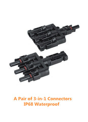 Pair of 3-in-1 IP68 MC4 Connectors