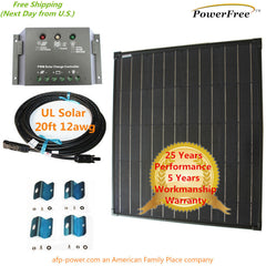 COMPLETE KIT Super Black 80w 80 Watt Mono Solar Panel 12v Battery RV Boat