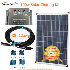 COMPLETE KIT 100w 100 Watt Photovoltaic Solar Panel 12v Battery RV Boat Off Grid