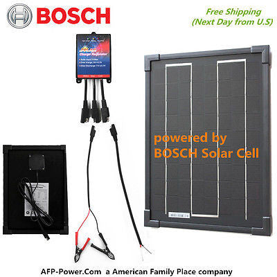 Bosch BLACK Plug-Power 10W 10 Watt Mono Solar Cell Panel Kit 12v Battery RV Boat