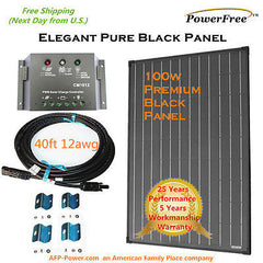 SuperBlack 100w 100 Watts Monocrystalline Mono Solar Panel Kit for 12v Battery