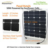 Semi-Flexible Bendable 50w 50 Watt Lightweight Solar Panel 12v Battery Off Grid