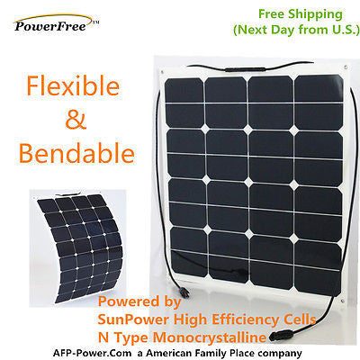 Semi-Flexible Bendable 50w 50 Watt Lightweight Solar Panel 12v Battery Off Grid