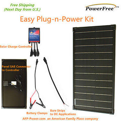 Plug-n-Power 30W 30 Watt Monocrystalline Solar Panel Charger Kit for 12v Battery