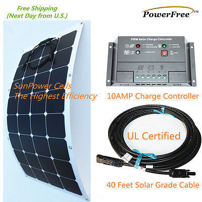 Semi-Flexible Bendable Lightweight 100w 100 Watt Solar Panel Kit for 12v Battery