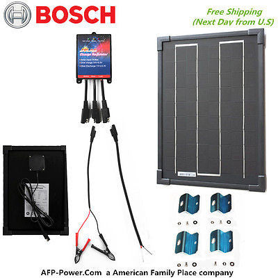 Bosch COMPLETE KIT 10W 10 Watt Mono Solar Cell Panel Kit for 12v Battery RV Boat