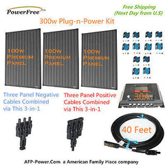 300w 300 Watt 3 100w Solar Panel Plug-n-Power Space Flex Kit for 12v Batter GSP