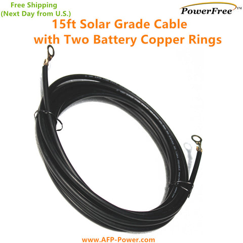 15ft 12AWG 30A 600V Cable with Battery Copper Rings